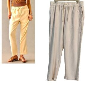 Anthropologie Pilcro Cream Linen-blend Drawstring Pants Medium Casual Relaxed